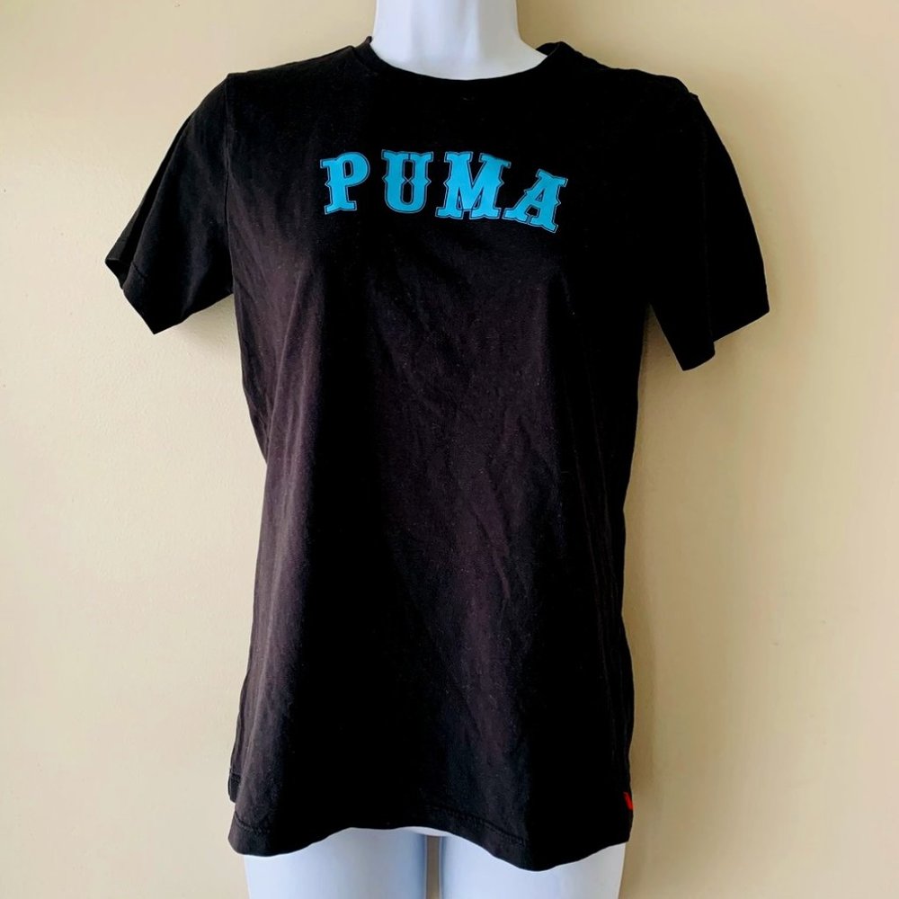 PUMA black t-shirt with turquoise logo size 16/S